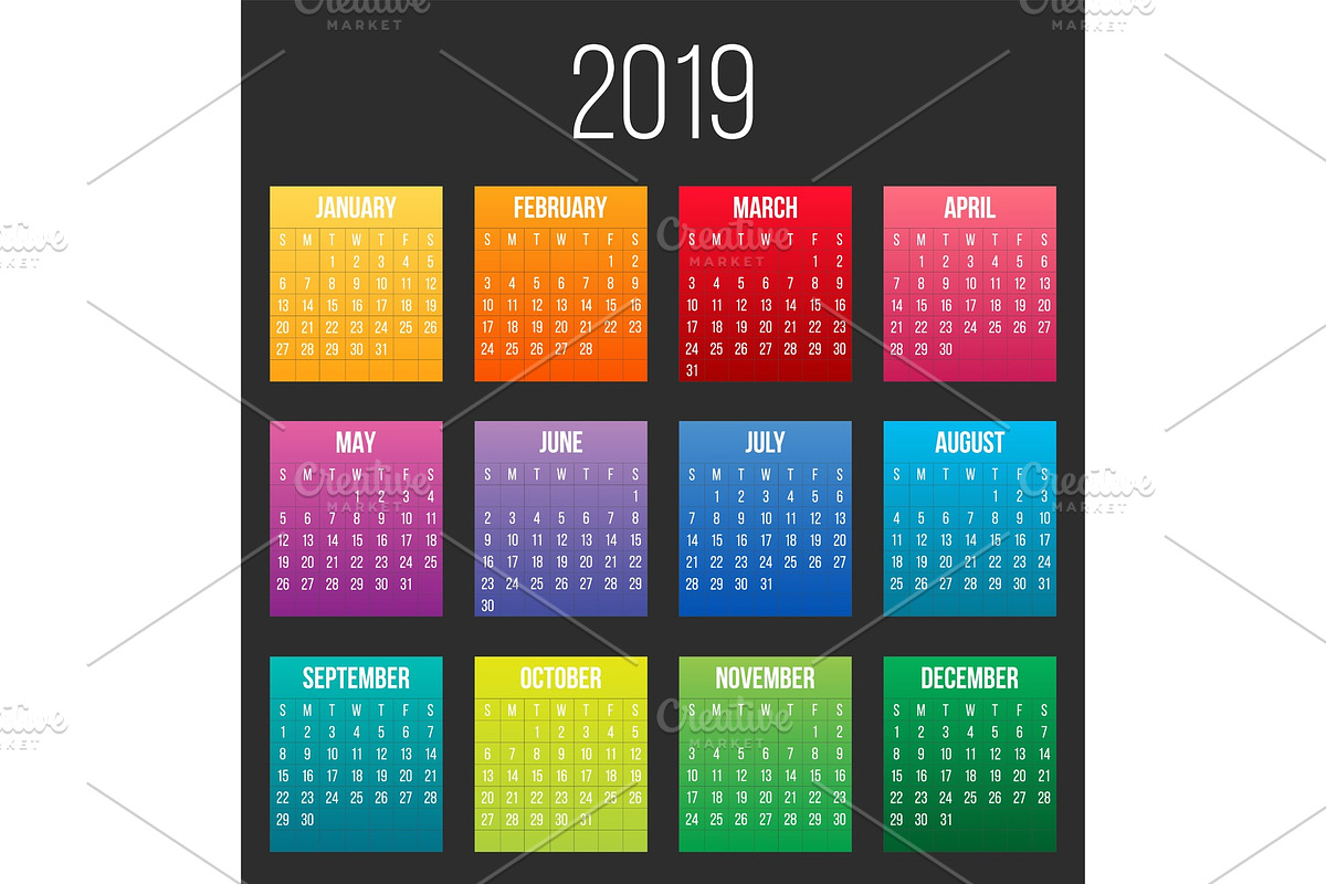 Colorful calendar background., a Work Illustration by HAPPY VECTOR ...