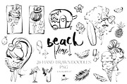 Summer Camper Beach Girl PNG Doodles, an Outline Icon by KaramfilaS (Thumbnail 1 of 4)