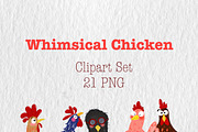 Whimsical Chicken Clipart Set, an Animal Illustration by Oleksandra Illustrates (Thumbnail 1 of 12)