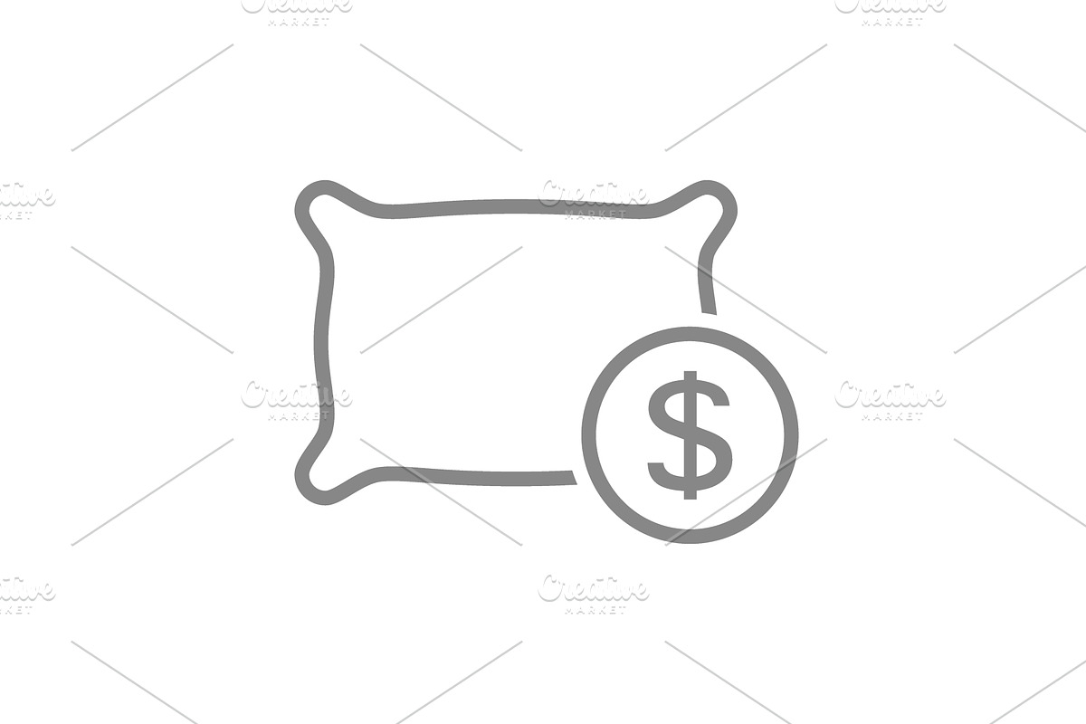 Pillow with coin line icon, a Finance Illustration by GraphiShop