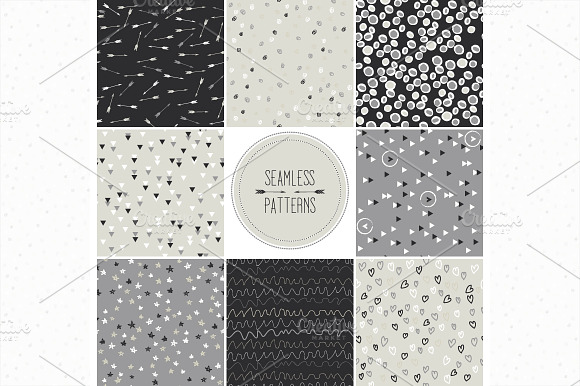 Patterns with triangles,arrows,stars preview 2