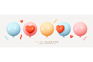 Set of round helium balloons in soft, an Illustration by Modern vector