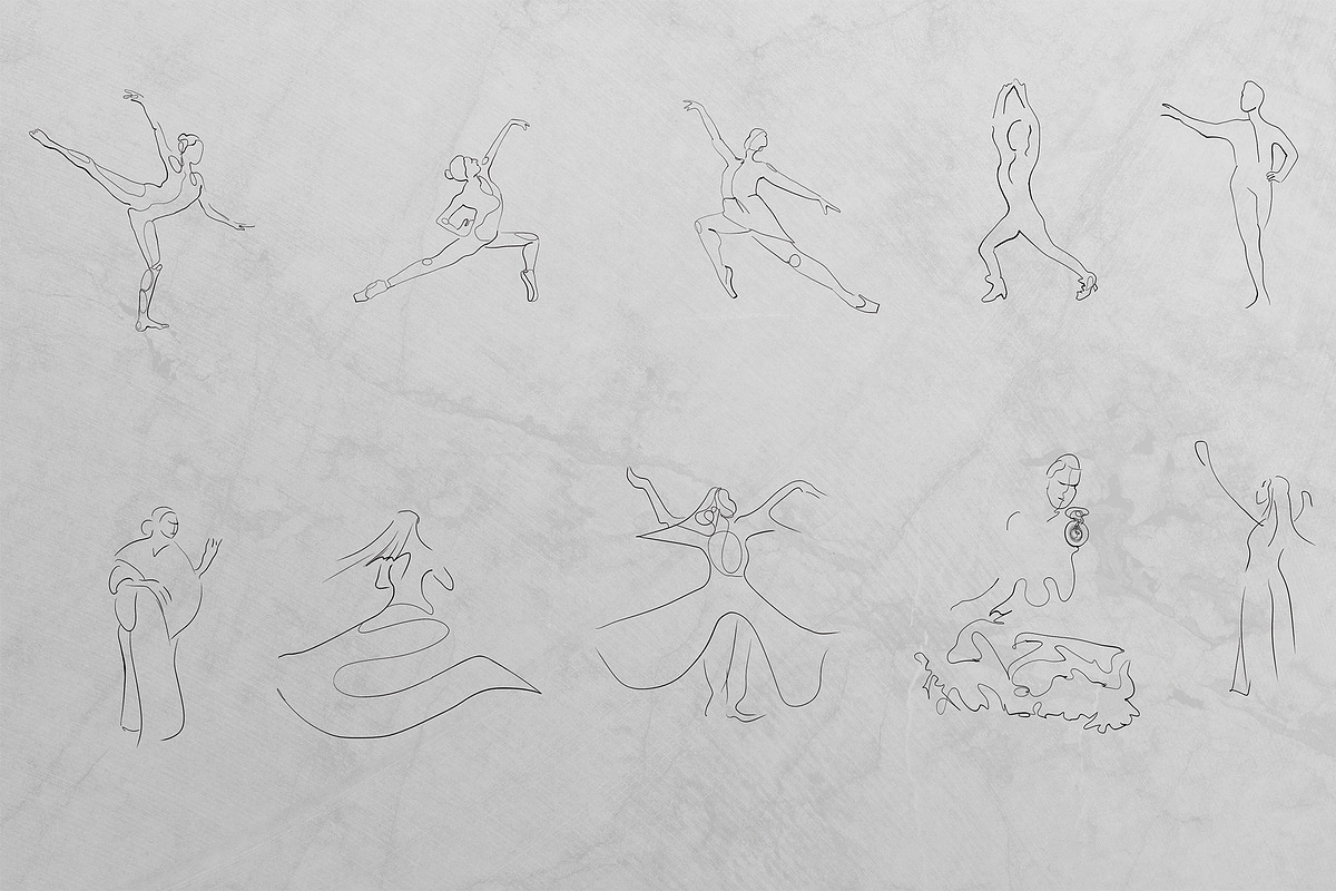 Human Figure One Line Art - Dancers