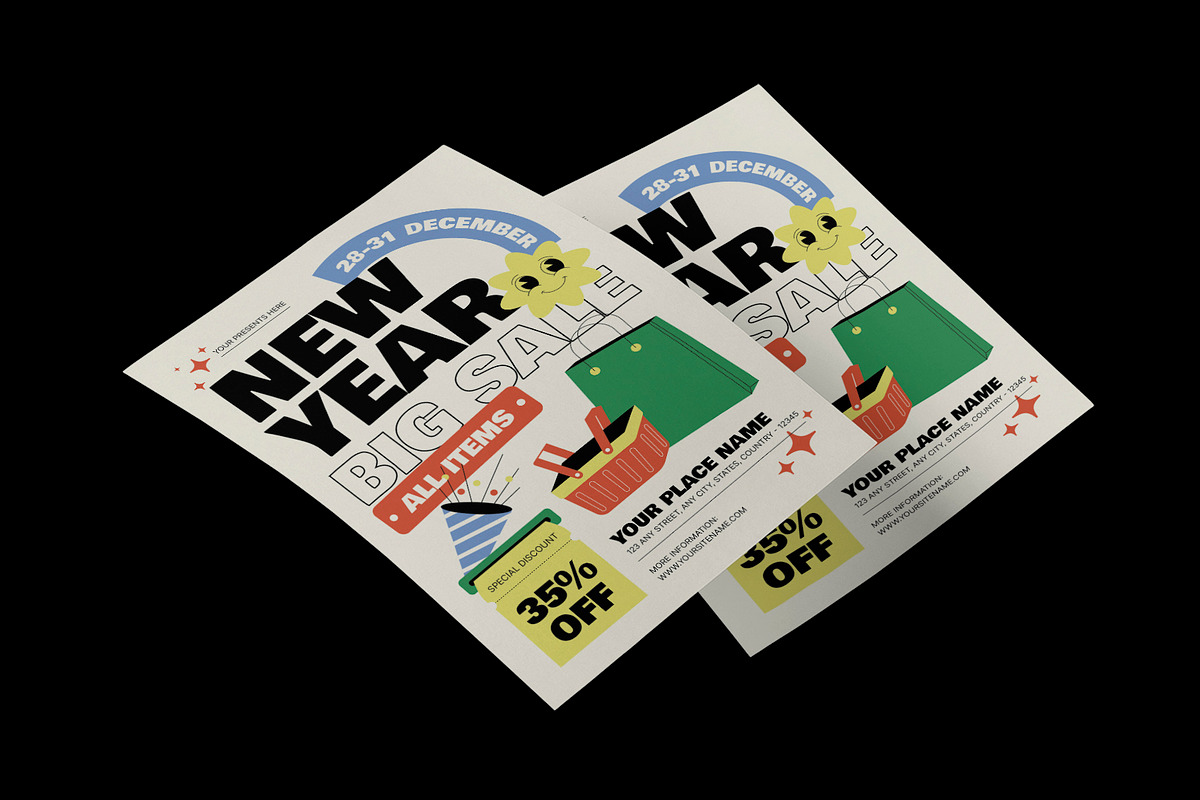 Playful New Year Sale Flyer, a Flyer Template by Neermana (Photo 3 of 4)
