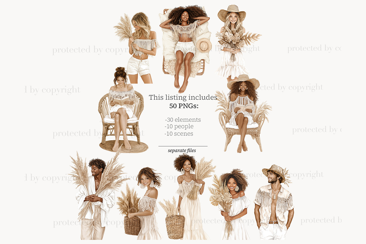 Summer Clipart Beach Art | Neutral, a Person Illustration by GlamArtZhanna (Photo 4 of 8)