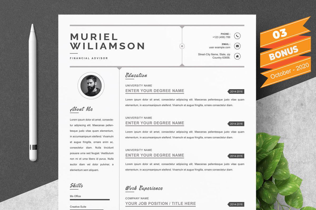 Resume/CV Bundle | 200+ for $29, a Resume Template by ResumeInventor (Photo 139 of 207)