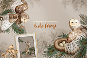 Owls Story watercolor forest clipart, an Animal Illustration by Alamella (Thumbnail 11 of 12)