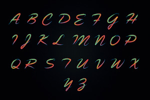 Colorful Brushy Font Rainbow Font