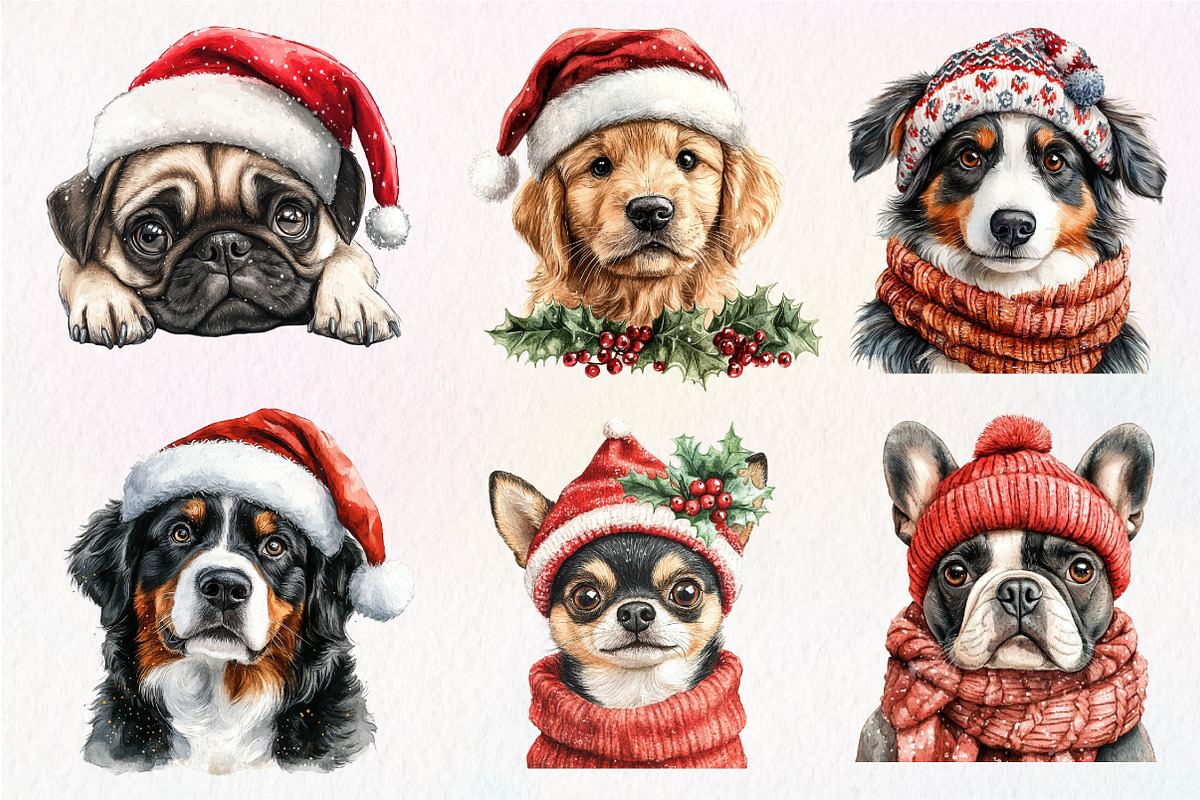 Dog Christmas Sublimation Clipart, an Illustration by Dream Creation (Photo 5 of 7)