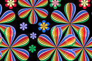 Rainbow Floral on Black Seamless Rep, a Pattern Graphic by Sharon Schwalbe (Thumbnail 1 of 2)