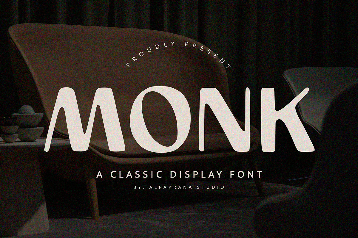 Monk - Display Font, a Script Font by Alpaprana (Photo 1 of 10)