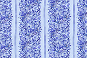 Blue Floral Vertical Seamless Border, a Pattern Graphic by SirenaArt (Thumbnail 4 of 10)