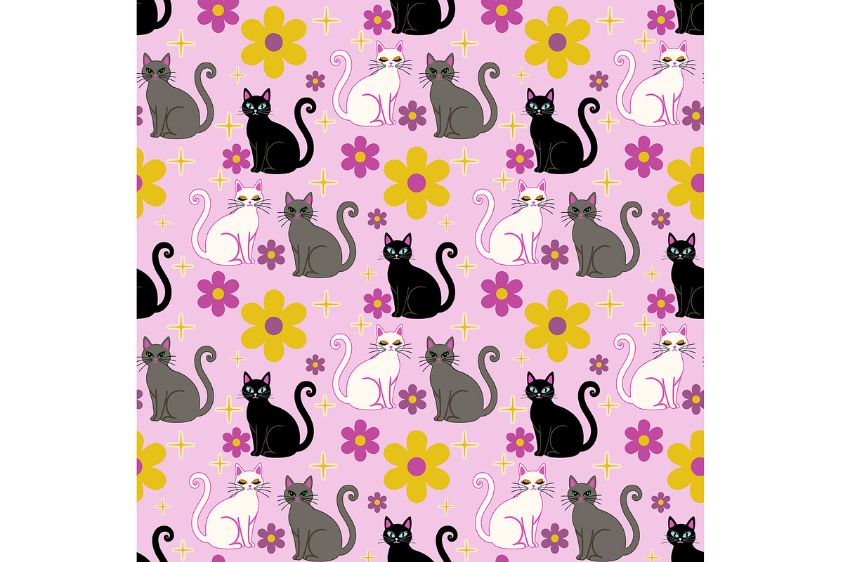 Pretty Kitty Party Seamless Repeat, a Pattern Graphic by Sharon Schwalbe (Photo 2 of 2)