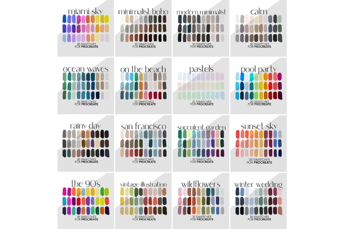 64 Palettes for Procreate and Adobe, a Palette Add-On by AureDesignCo (Photo 2 of 5)