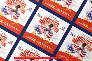 Memorial Day SquareFlyer&SocialMedia, a Flyer Template by iDoodle Studio