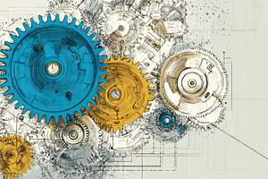 Interlocking Gears Mechanical Design, a Photo by Pixeness Studio