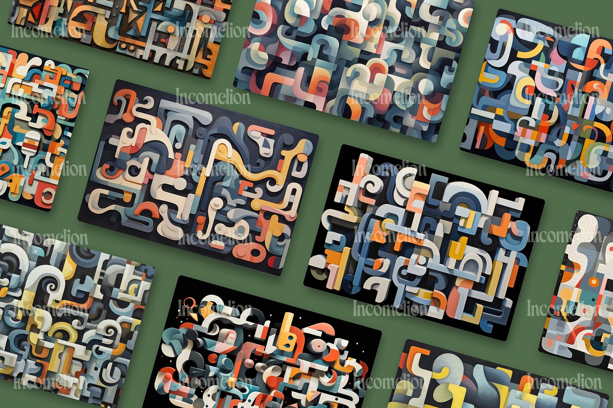 16 Abstract Puzzle Illustrations, a Wallpaper Graphic by Incomelion (Photo 3 of 6)