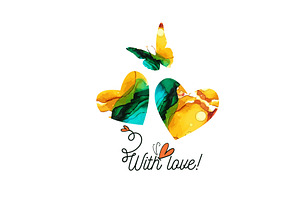 Hearts and butterflies in watercolor, an Illustration by Nenahliadava Design