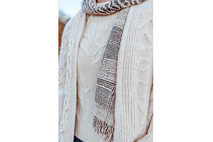 Cozy knitted sweater with scarf, a Beauty & Fashion Photo by Lermont51