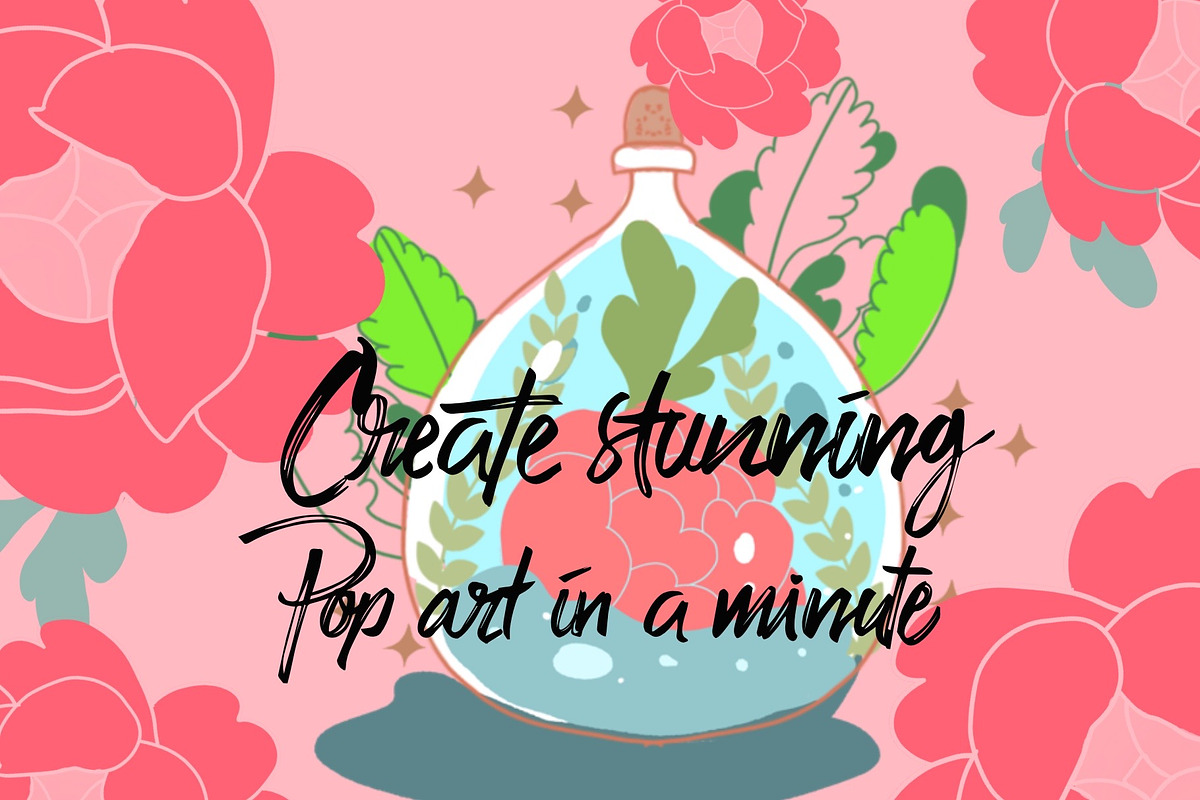 peony pop art procreate stamp brush, a Brush Add-On by Meisanmui (Photo 4 of 5)