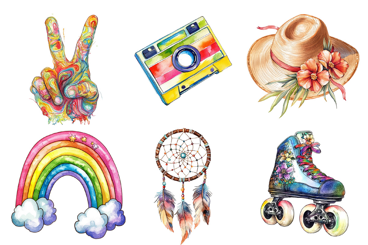 Hippie Summer Sublimation Clipart, an Illustration by SinaCreation (Photo 4 of 5)