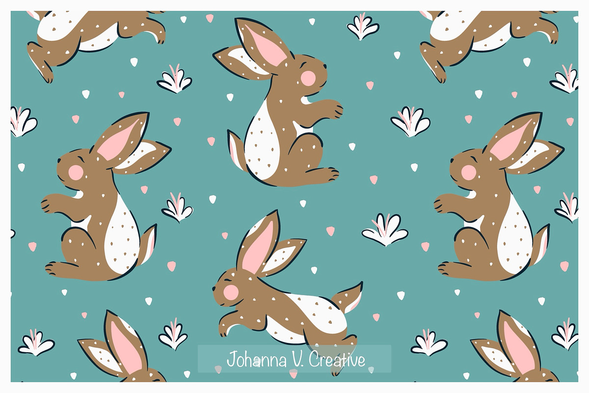 Spring Bunny Pattern Collection, an Illustration by Johanna V. Creative (Photo 4 of 7)