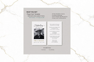 Funeral Prayer Card B&W Canva FR001, a Card Template by TyphoonStudio