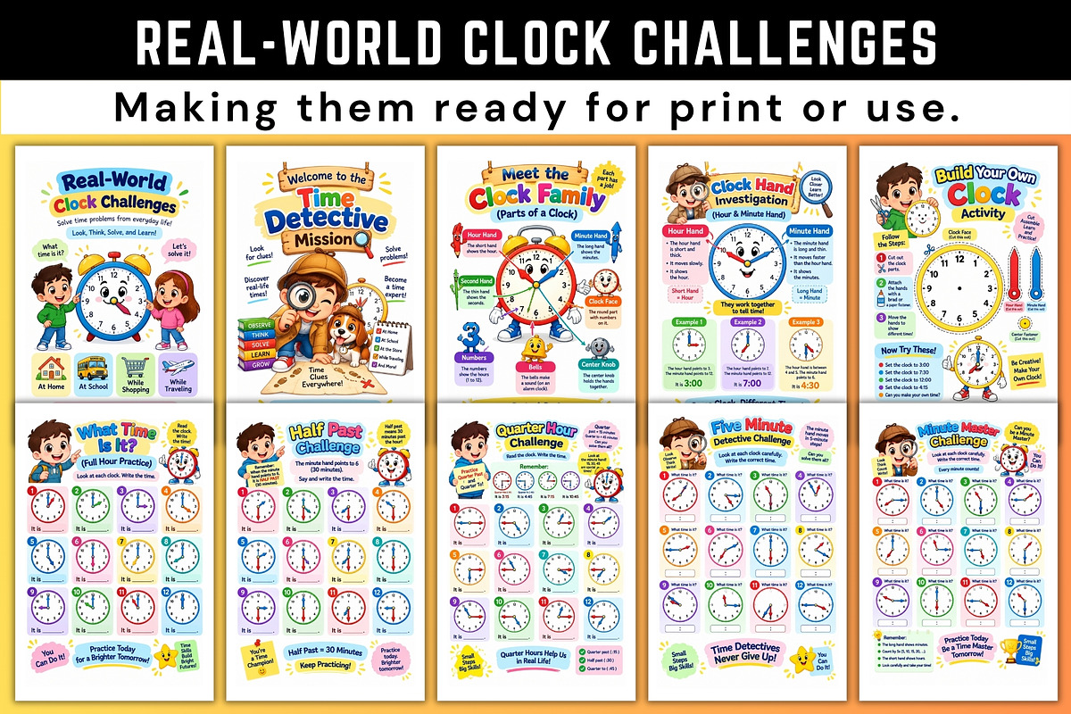 Real-World Clock Challenges, a Stationery Template by Designmela01 (Photo 2 of 6)