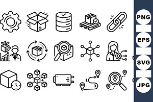 Logistics Supply Chain Icons Set, an Illustration by designvectx