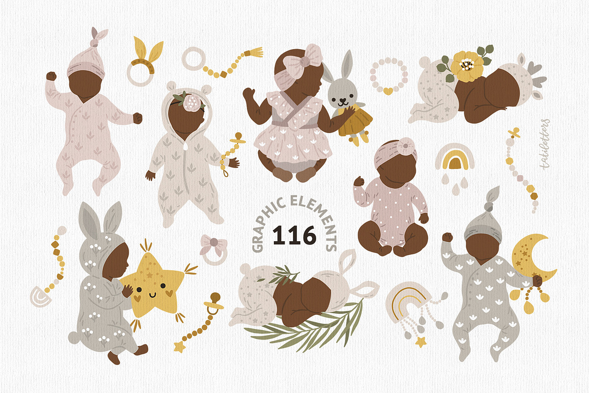 Newborn baby Illustrations & Pattern, an Animal Illustration by tatiletters (Photo 2 of 14)