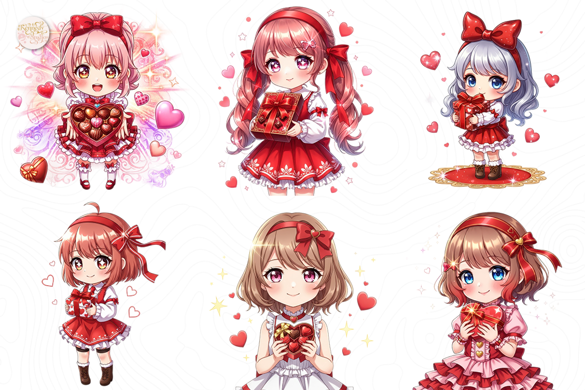Cute Little Valentine Girl PNG, a Person Illustration by KennedyStudio (Photo 3 of 5)