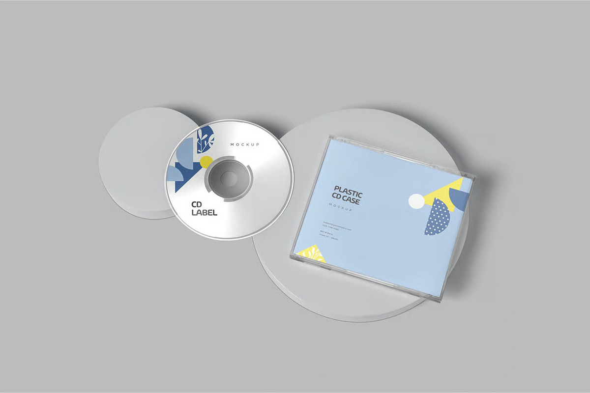 CD Label & Case Mockups, a Product Mockup by megostudi0 (Photo 6 of 7)