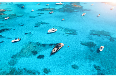 Aerial view of luxury yachts and, a Nature Photo by den-belitsky