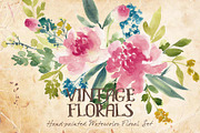 Vintage Florals- Watercolor Clip Art, a Decorative Illustration by SmallHouseBigPony (Thumbnail 2 of 5)