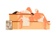 People relax in sauna set, a Person Illustration by Good Studio (Thumbnail 4 of 7)