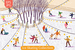 Winter Ice Skating Vector Collection