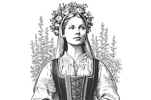 Polish woman in traditional folk, an Object Illustration by AlexArt