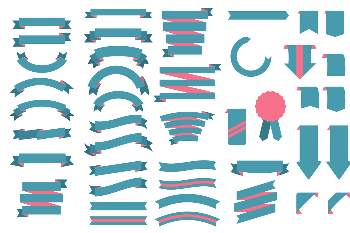 Large 30+ blue/pink ribbons set, a Templates & Theme by Traudl's shop