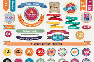 Set of retro Badge and labels