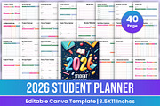 2026 Student Planner Canva Kdp, a Stationery Template by Mustafiz (Thumbnail 1 of 6)