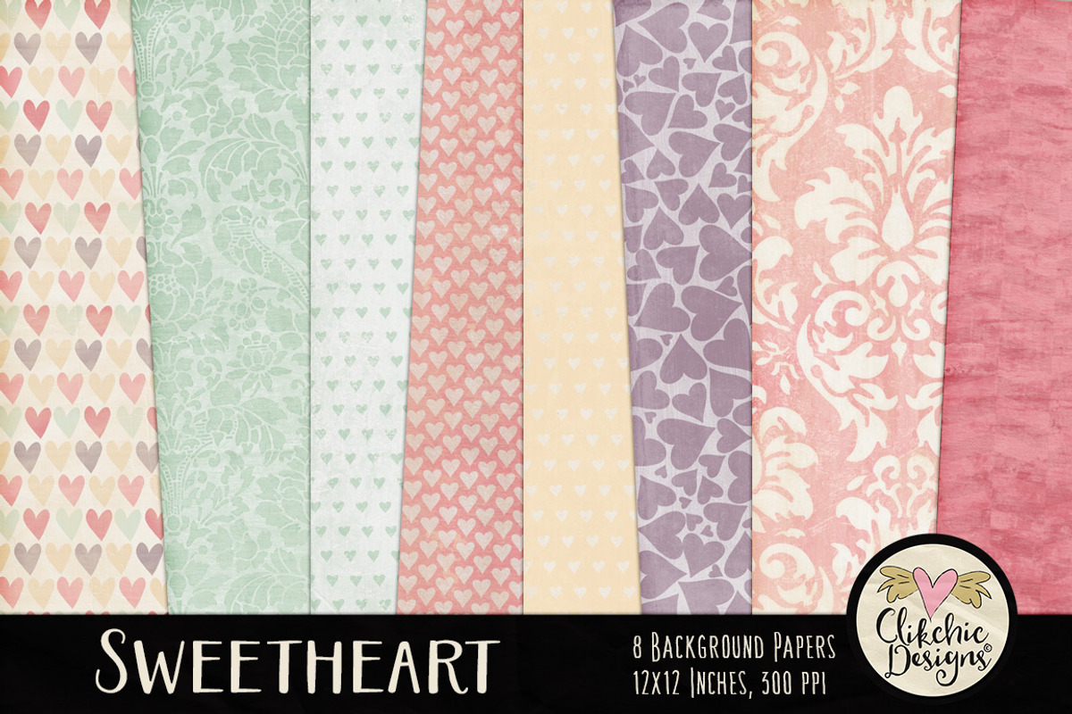 Shabby Damask & Hearts Textures
