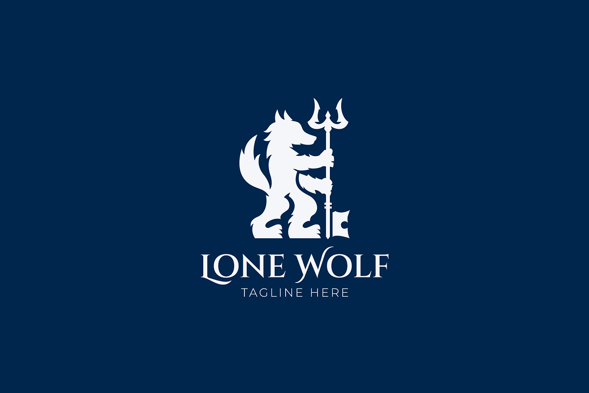 Lone Wolf Logo with Trident Key, a Branding & Logo Template by Signatoro (Photo 2 of 3)