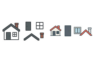 Collection of simple house and, an Object Illustration by ZinetroN