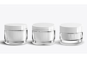 A cream glass jar mockup with a, a Beauty & Fashion Photo by ZinetroN