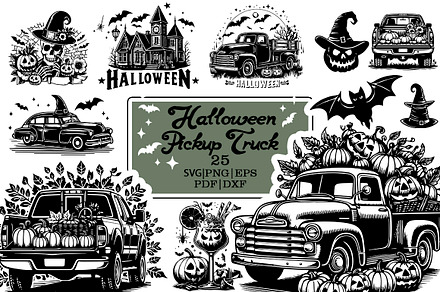 Halloween Pickup Truck vector