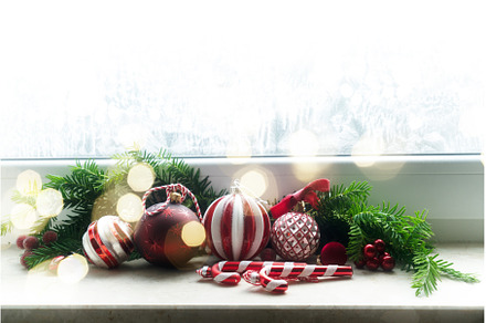 Christmas decorations on windowsil, a Holiday Photo by Neirfy