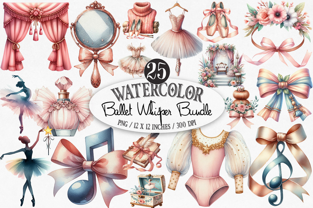 Watercolor Ballet Whisper Clipart, an Illustration by Designking (Photo 1 of 4)