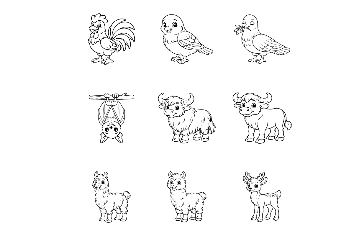 15 Cute Kawaii Animal Coloring Pages, an Animal Illustration by Annudesign (Photo 3 of 9)
