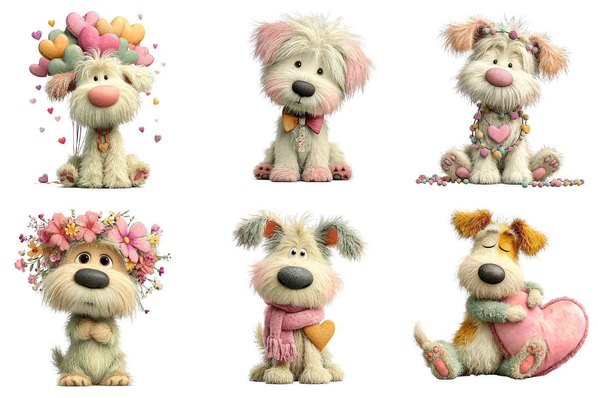 Whimsical Valentine Fluffy Dog Clipa, an Illustration by Dream Creation (Photo 2 of 7)