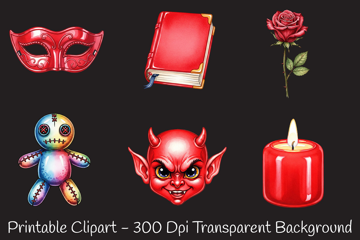 Red Halloween Watercolor Clipart, an Illustration by RobertsArt (Photo 3 of 7)